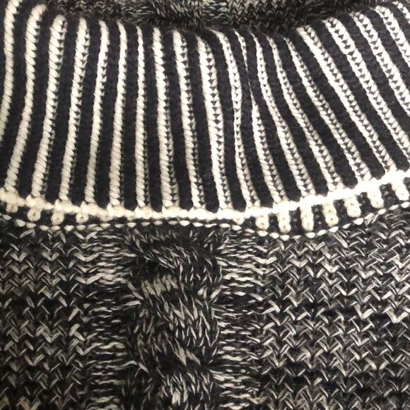 See by Chloe Black White Cable Knit Turtleneck Wool Blend Sweater Dress - Picture 6 of 7